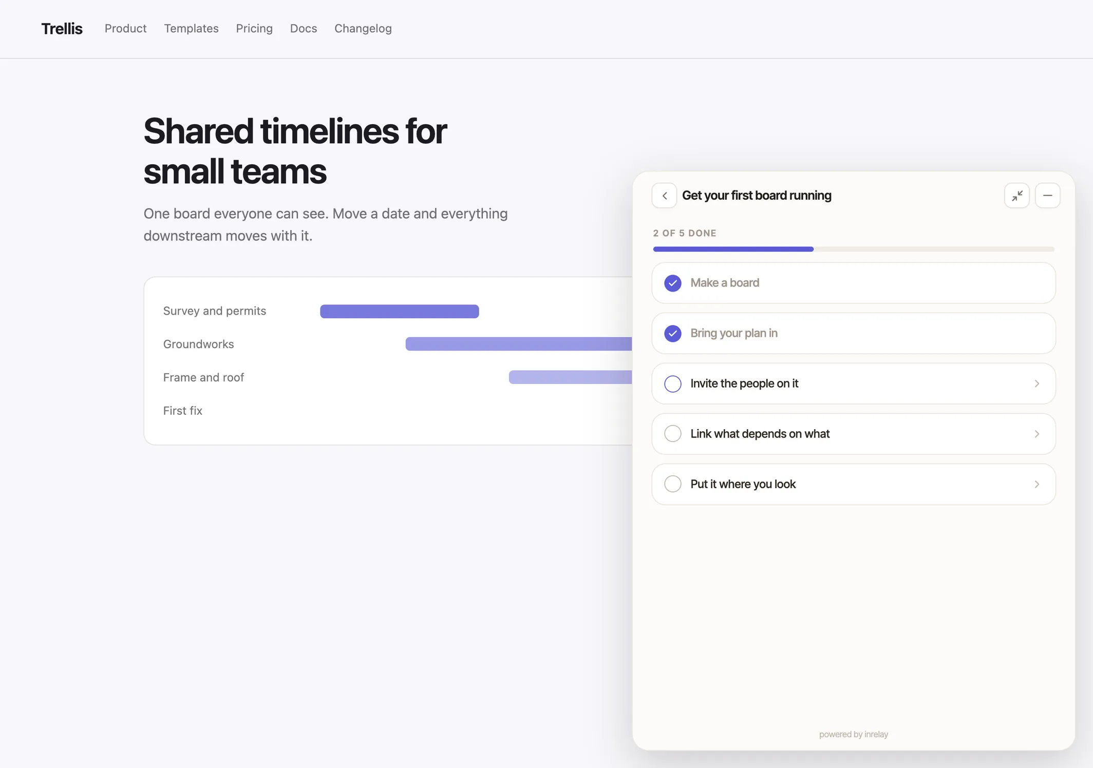 The checklist inside the widget